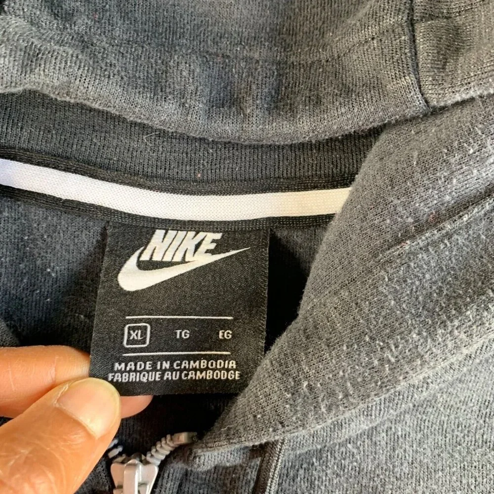 Nike Hoodie Sweatshirt Mens XL‎ Full Zip Jacket Swoosh Modern Black Athletic